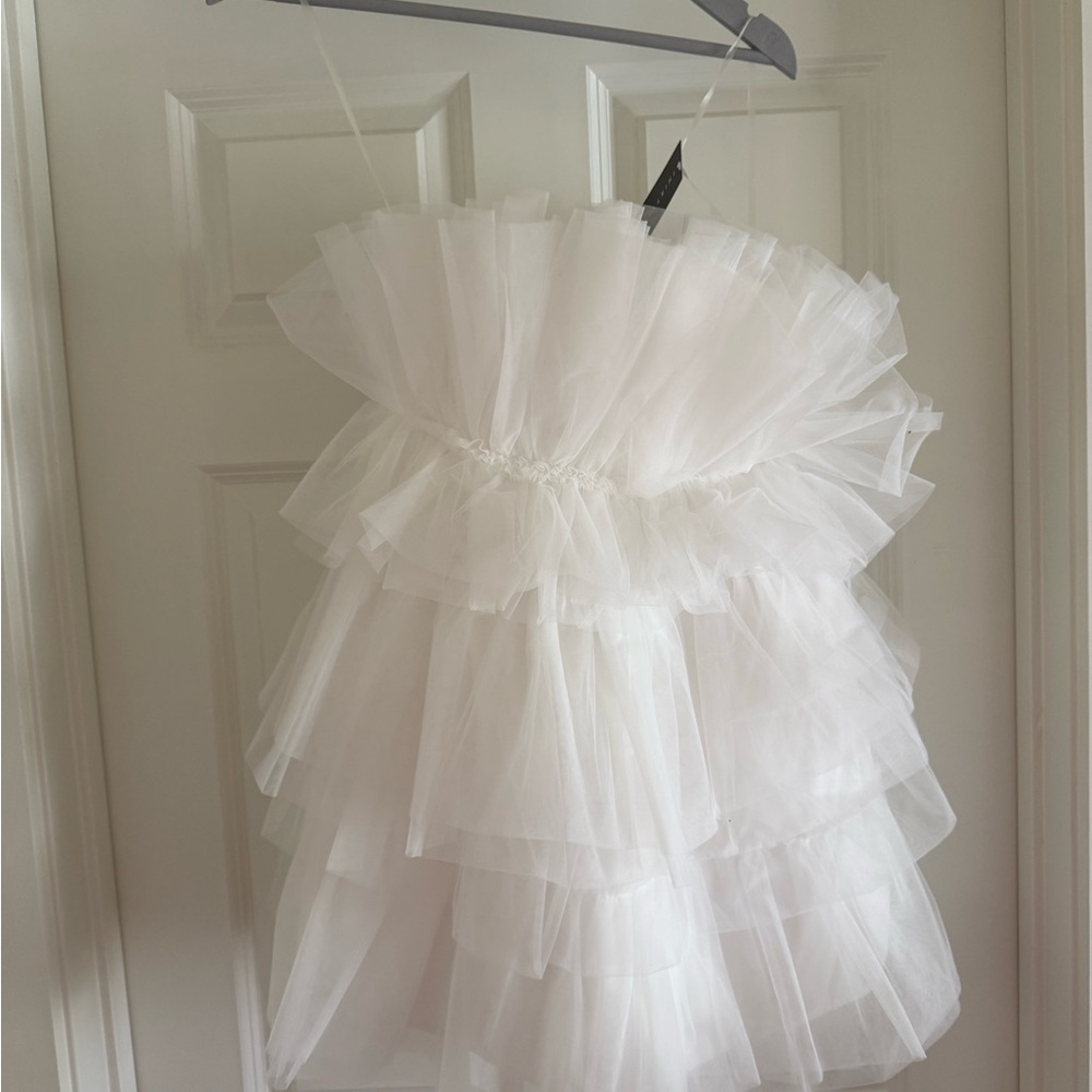 Elegant White Ruffled Mini Dress